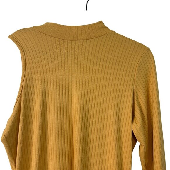 Ashley Stewart Mock Neckline One Sleeve Mustard Yellow Midi Dress Size 1X - Picture 3 of 10